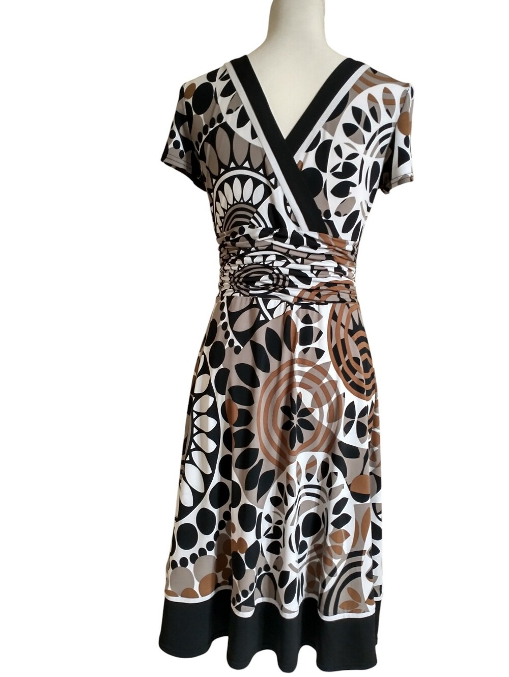 Studio I Geometric Print Wrap-Style Dress